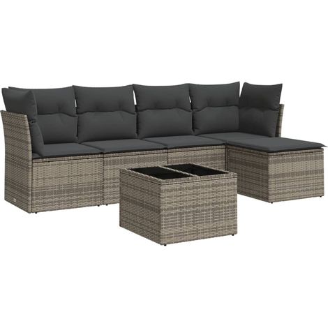 Maison Exclusive - 6-tlg. Garten-Sofagarnitur mit Kissen Grau Pol
