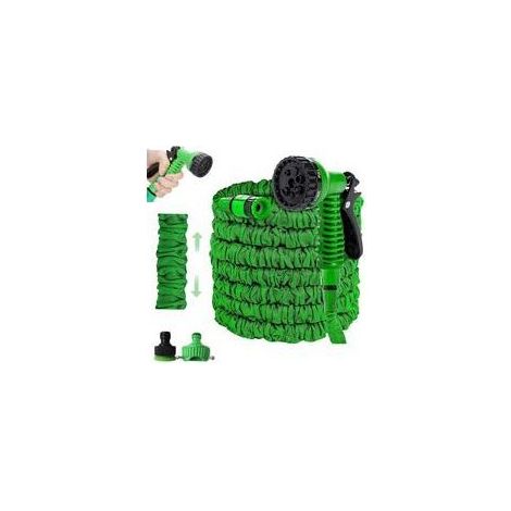 Tuyau d'arrosage, tuyau d'arrosage flexible, tuyau d'arrosage extensible vert, tuyau extensible multifonctionnel, tuyau d'arrosage extensible rétractable, 15 m, vert Crezuo (1/5)