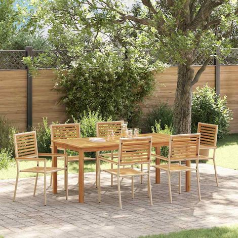 Conjunto de Comedor de Jardín 7 pcs Beige Poliratán