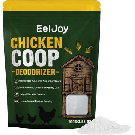 La poudre désodorisante pour poulailler EELJOY élimine les odeurs d'urine, les mauvaises odeurs et les taches. Convient pour un nettoyage quotidien. Fraîche, légère et facile à transporter. 100 g (1/5)
