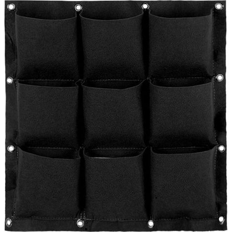 Sac à Plantes Mural Sac de Plantation Suspendu Plante Sac De Croissance Jardinière Murale Verticale Intérieur Extérieur Fleur 9 Poches pour la maison, le bureau et le jardinage à la maison avec (Noir) (1/5)
