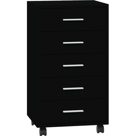 Maison Exclusive - Cassettiera con Ruote Nero in Legno Multistrato (1/5)