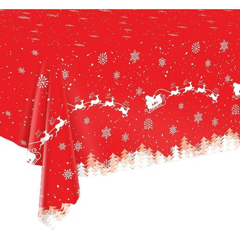 Weihnachts-Tischdecke 274x137cm Rot 2 Stück mit Weihnachtsmotiv