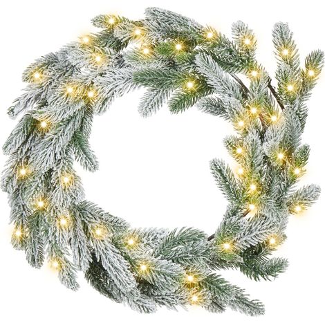 Ghirlanda di Natale Sintetica per Porta d'Ingresso con Luci Pre Accese 45 cm Verde Albini