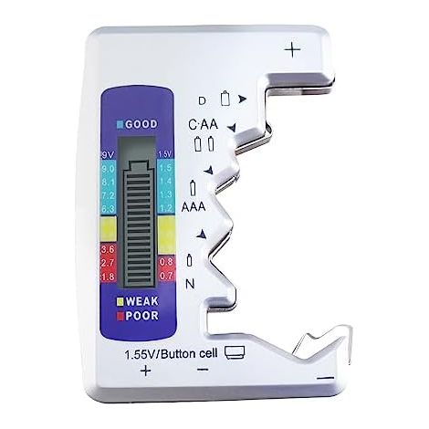 Testeur de Batterie, Vérificateur Universel Batterie avec Affichage LCD, Petit Numérique Polyvalent pour Toutes les Piles C AA AAA D N 9V 6F22 1.5V Bouton Noir - (1/5)