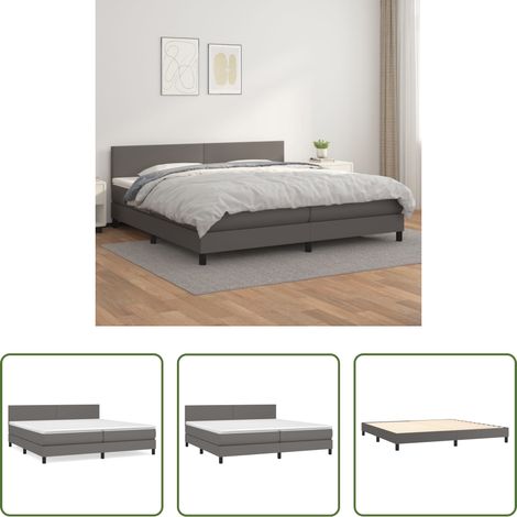 vidaXL Matratze - Boxspringbett mit Matratze Grau 200x200 cm Kunstleder (1/5)