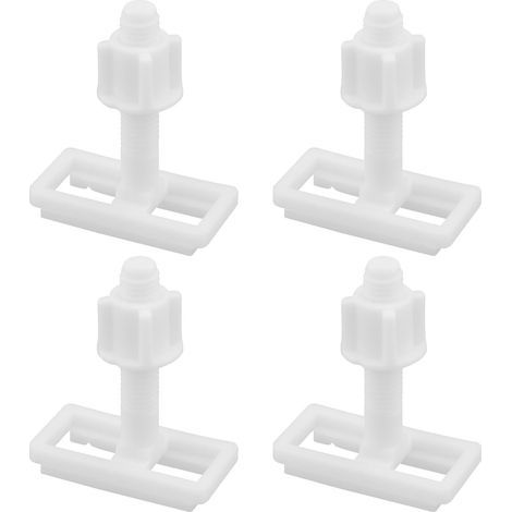 Set mit 4 rechteckigen WC-Sitzscharnieren inklusive Universal-Kunststoffschrauben und Schlitzmuttern – Reparatur- und Ersatzteile für WC-Sitze (1/5)