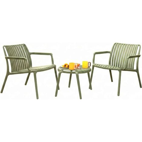 Salon de jardin 2 places Joysxee, vert sauge - Jardiline (1/5)