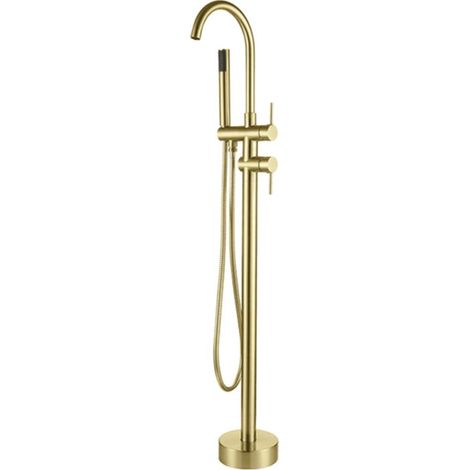 Grifo monomando sobre suelo CALGARY oro cepillado para bañera exenta Dorado (1/5)