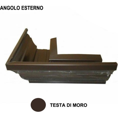 Angolo esterno in lamiera preverniciata colore testa di moro per grondaia B7 SV.416