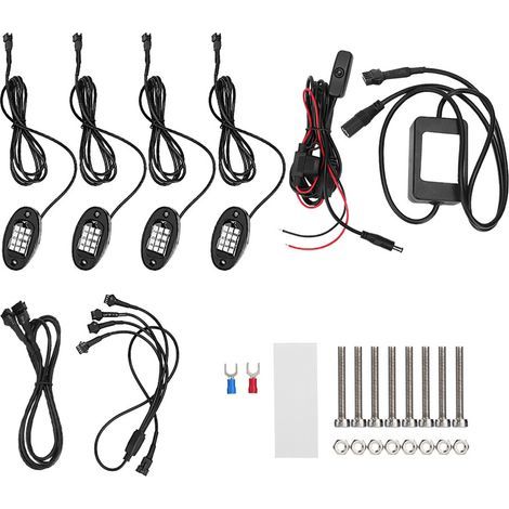 Convient aux kits d'éclairage de moyeu de roue à LED RGB, aux lumières de roche néon sans fil Bluetooth contrôlées par application, compatible avec les UTV, les RZR et les voiturettes de golf, étanche (1/2)