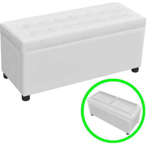 Banco/taburete/otomana/mueble de almacenaje de piel sintética blanca 3002220