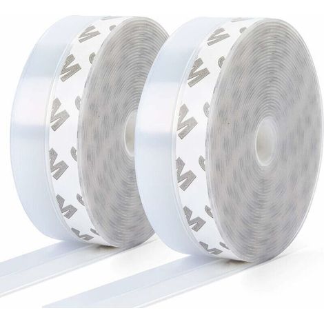 10 m x 25 mm Silikon-Dichtungsstreifen (2er-Pack). Selbstklebende Tür- und Fensterdichtung. Transparente Türbodendichtung zur Staubabdichtung. Wetterfest. Schalldämmend.
