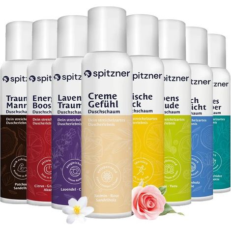 Spitzner Duschschaum Entdecker-Set 8x 150 ml Wellness-Dusche sanft hautverträglich und 100% vegan 8er Set