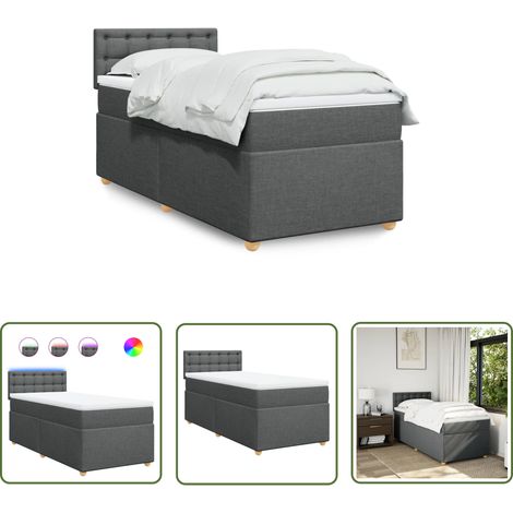 The Living Store Boxspringbett mit Matratze Dunkelgrau 90x190 cm Stoff - Boxspringbett - Doppelbett - Bettenrahmen - Schlafsystem - Liegekomfort (1/5)