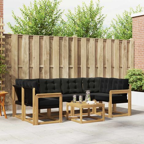 vidaXL Outdoor-Sofagarnitur mit Kissen 7 pcs Weiß und Schwarz (1/5)