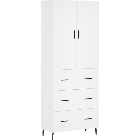 Aparador cómoda mueble de almacenaje organizador cocina salón salón alto 695 x 34 x 180 cm madera de ingeniería blanco 020032589