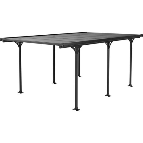 Carport tettoia per auto "Denver" - 5,02 x 3,13 x 2,05 m - Trasparente / Nero