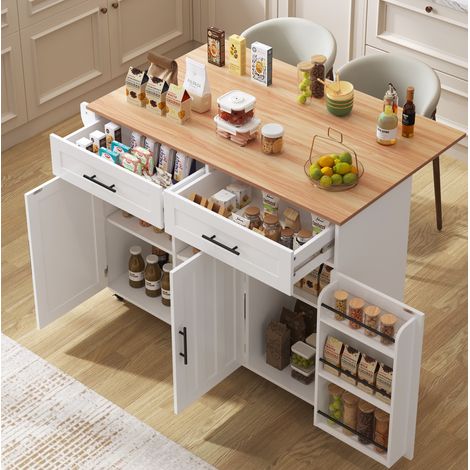 Mobile cucina con piano pieghevole MDF 129x71x91,5 cm OKMYHOME (1/5)