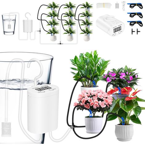Système d'arrosage automatique d'intérieur pour 12 plante en pot  Système D'arrosage Micro-Drip pour un Arrosage Individuel et Flexible, Alarme Eau/Batterie, Facile à Installer (1/5)