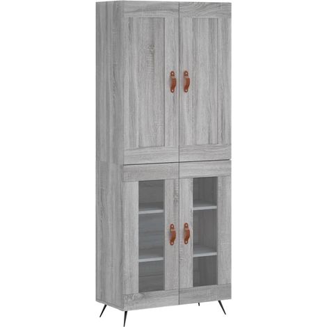 Aparador alto madera contrachapada gris sonoma 69,5x34x180 cm vidaXL (1/5)
