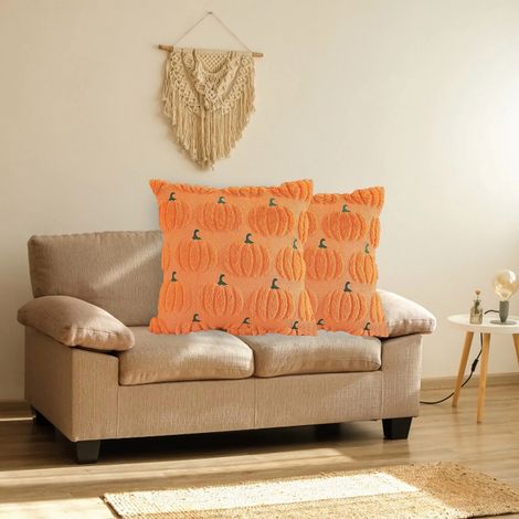 Deux taies d'oreiller idéales d'Halloween, 45 x 45 cm, d'automne pour décorer votre maison avec des coussins et taies d'oreiller citrouille . (1/5)