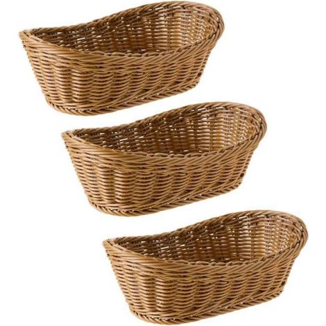 3 Panier de rangement, osier synthétique, ovale, lisse, 28x19x9cm, pour pain, fruits, décoration maison (1/5)