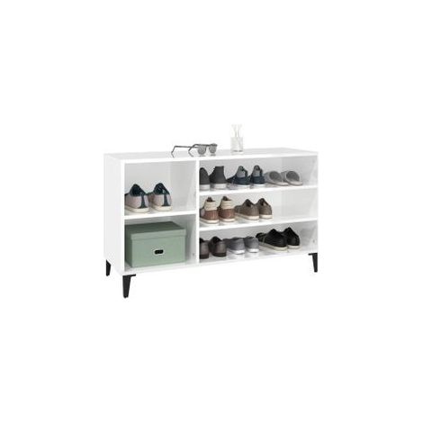 Meuble à chaussures Briko – Style et rangement optimal Noir fin-Blanc brillant-Modèle de pieds Noir fin (1/5)