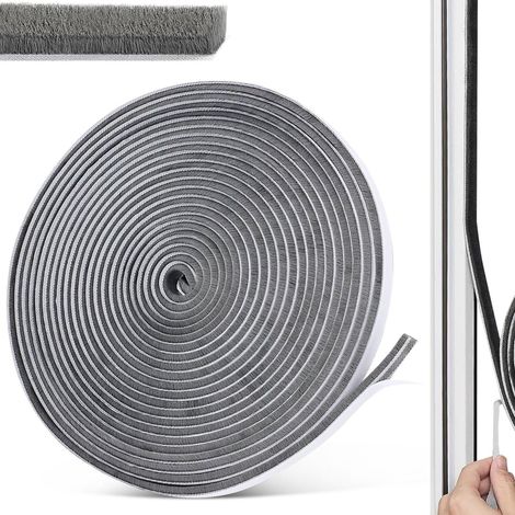 Joint Brosse - 10M - Polyester Gris - Adhésif Anti-Poussière - Portes Fenêtres Coulissantes - 9x5mm (1/5)
