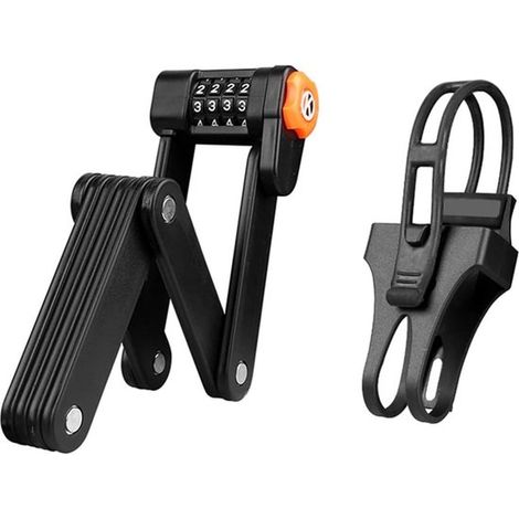 Faltschloss – Fahrradschloss – 4-stelliges Stahl-Zahlenschloss – 8 Scharniere – 85 cm lang – Für alle Fahrradtypen – Auch für Fatbikes (1/5)