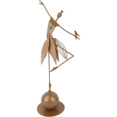 Figurine de Ballerine en Métal Doré, Sculpture de Danseuse Élégante avec Oiseau sur la Main, Décoration pour Bureau ou Fête Familiale (1/5)