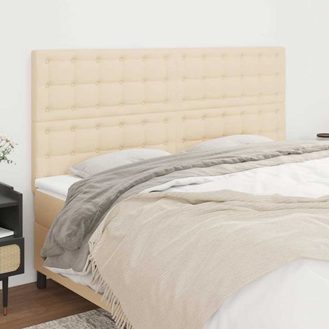 Tête de lit 180 x 5 x 118/128 cm, tissu crème, hauteur réglable, pieds en bois - PANGIVO (1/5)