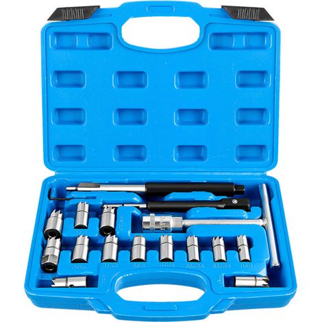 Kit de 17 pièces pour injecteurs diesel : outil de nettoyage et de démontage des sièges de soupapes, alésoir plat et outil de rectification universel (1/5)