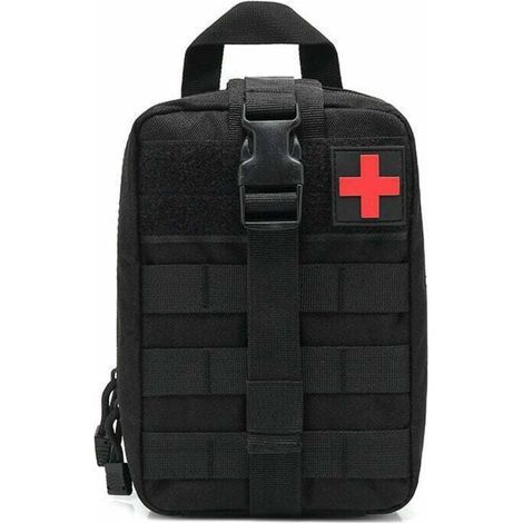 Trousse de premiers secours, trousse de survie, trousse de premiers secours, trousse médicale d'urgence de camping en milieu de travail noire (vide), (1/4)