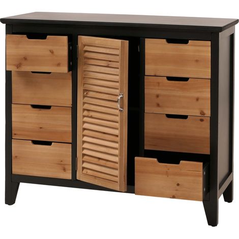 Commode de pharmacien HWC-O63, armoire avec compartiments de rangement et tiroirs, style vintage shabby avec volets 80x9 (1/5)