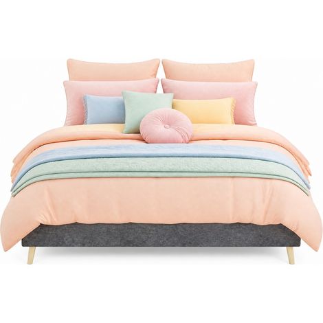 Struttura letto 160x200 cm grigia in velluto, stile moderno, senza testiera né materasso - CHICFURN (1/5)