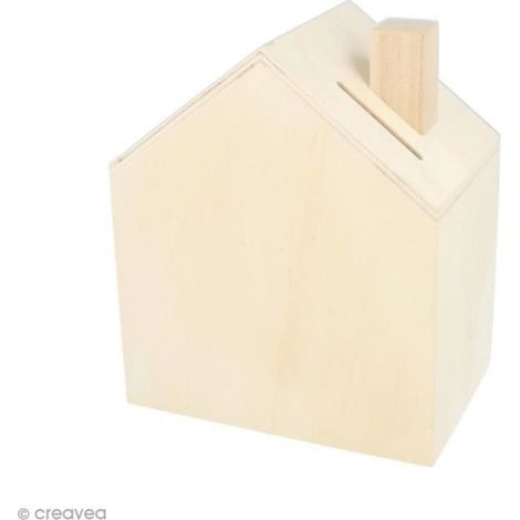 Tirelire - ARTEMIO - Maison en bois - 12 x 14,5 cm - Personnalisable - Décoratif