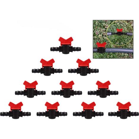 10 Pcs Robinet Plastique Jardin, Conduite d'eau Rapide Connecteur de Valve PE Tube Boule Vannes 16mm x 16mm (1/5)