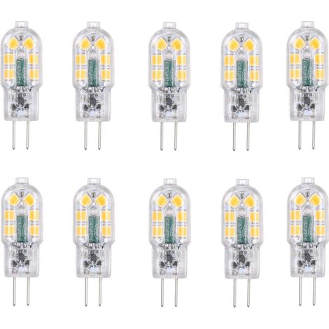 Ampoule LED G4 2W, 20W Ampoules Halogènes équivalentes, Blanc froid 6000k,200Lm,12x SMD,12V AC/DC-Pack de 10