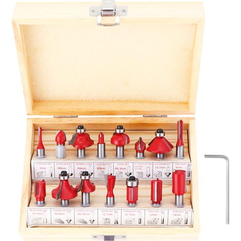 AIDUCHO 24 Pcs 6.35mm 1/4 '' Carbure De Tungstène Shank À Pointe En Bois De Travail Routeur Peu Défini Pour Trimmer Routeur Électrique (1/5)