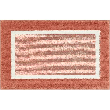 Tapis de Bain antidérapant - Doux et Moelleux - Tapis de Douche pour Salle de Bain - Antidérapant - Lavable - 40 x 60 cm - Rouge Rouille (1/4)