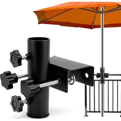 Support Parasol Balcon, Pied de Parasol, Support de Parasol Réglable pour Rambarde de Balcon, Porte Parasol en Métal Ø25 38mm, Support de Parasol Extérieur, pour Jardin, Terrasse, Deck et Balcon