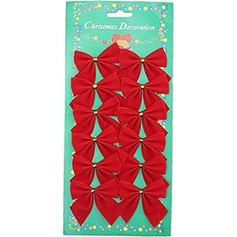 12 noeuds rouges de décoration pour couronnes de Noël, arbres de Noël et Nouvel An (50 mm) (1/5)