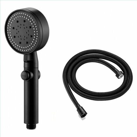 Pommeau de Douche Multifonctionnel à Haute Pression - 5 Modes, Interrupteur Marche/Arrêt - Installation Facile (Noir) (1/5)