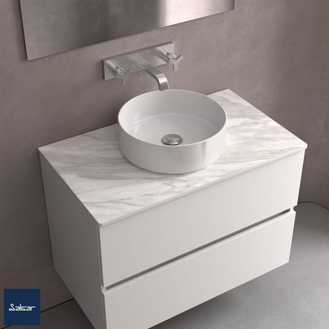 Aufsatzwaschtisch KANDY ohne Siphon und ohne Abfluss PORZELLAN WEIß Ø 360 x 120 mm (1/3)