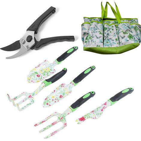 Nouveau Set D'outils De Jardin Épais 6 Pièces Incluant Pelle Râteau Cisailles Pour Activités Extérieures Avec Sac À Outils KZQ