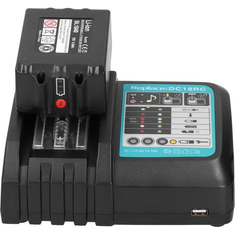 Chargeur pour batterie Makita 18 V 4,0 Ah Lithium-Ion, fournitures industrielles, DC18RC, prise 100-240 V EU (1/5)