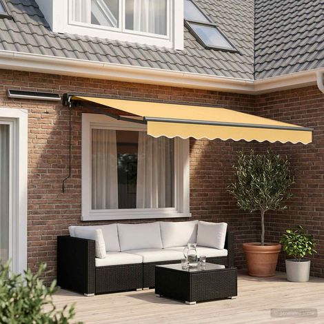 Store Banne Rétractable Électrique Semi-Coffre Terrasse Jardin Sable Anthracite 3,5 x 2 m - PANGIVO (1/4)