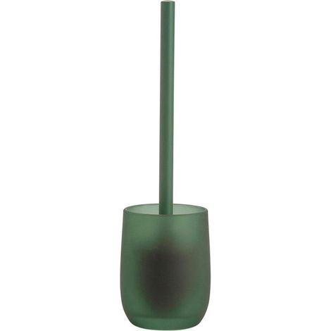 Brosse WC en verre vert mat et plastique 10x10x36cm (1/3)