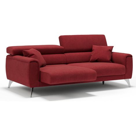 Caravaggio Sofa mit verschiebbaren Sitzen aus wasserfestem, weichem Stoff T02 169 cm Rot